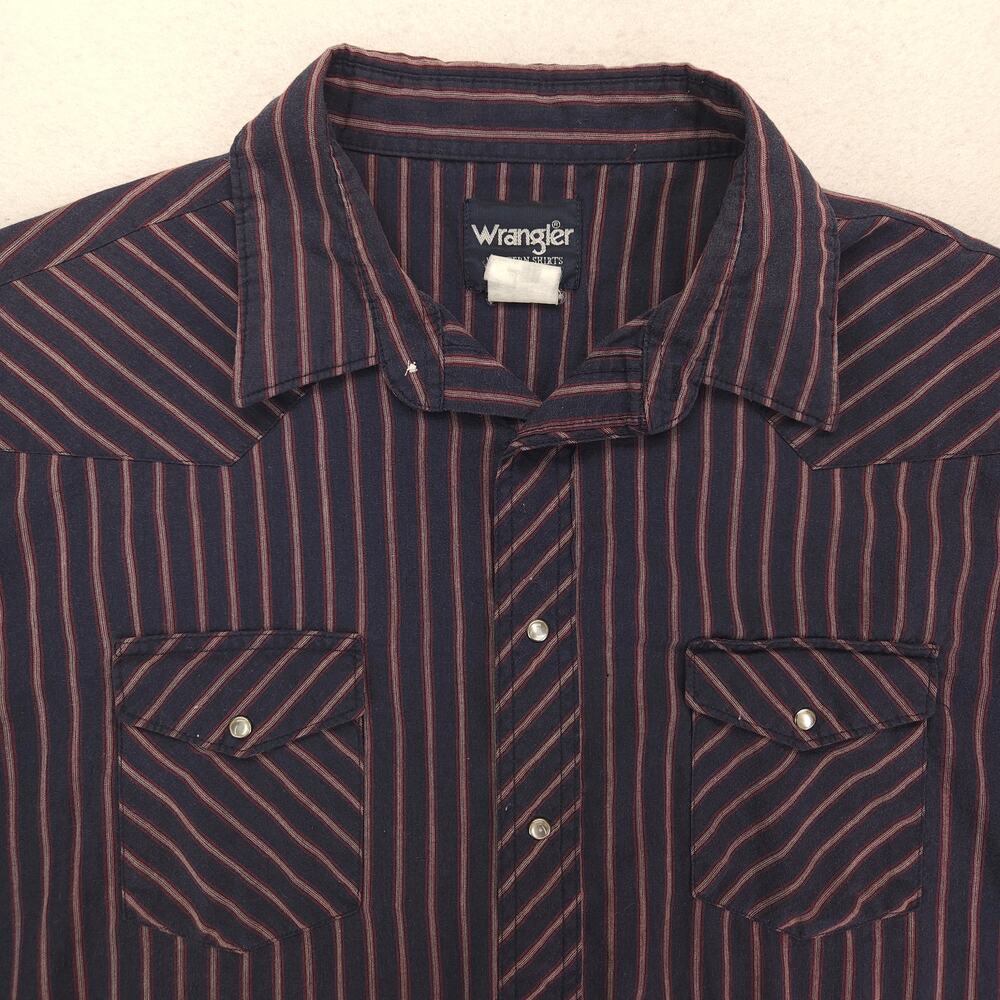 Wrangler Long Sleeve Casual Button Up Shirt Adult Mens Size Extra Large XL Navy